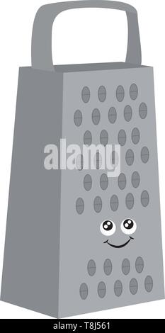 A new silver grater with a happy smiley , vector, color drawing or illustration. Stock Vector