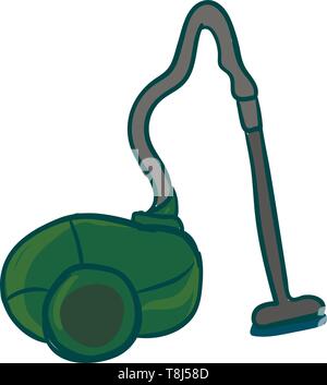 A big trendy vacuum cleaner in dark green colour , vector, color drawing or illustration. Stock Vector