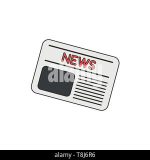 Vector icon concept of newspaper front page.  Black outlines and colored. Stock Vector