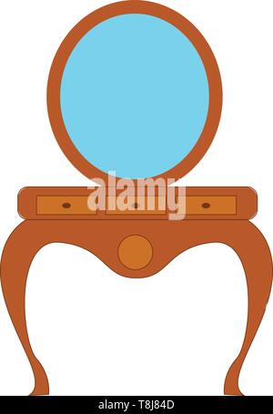 A large eye-catching dressing unit in a sleek design with a rich, elegant wooden frame, large mirror and drawers to organize cosmetics and other essen Stock Vector