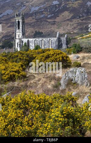 Ireland, County Donegal, Dunlewy, the 1840 abandoned church at the foot of Mount Erigal in the Glenveagh National Park Stock Photo