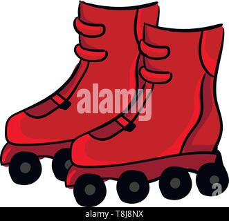 A red-colored roller skates with black wheels of aluminum-alloy that promotes the confidence to enjoy their ride and minimize the pesky blisters, vect Stock Vector