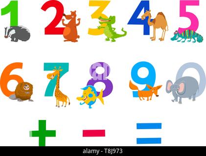 Cartoon Illustration of Numbers Set from Zero to Nine with Happy Wild  Animal Characters Stock Vector Image & Art - Alamy