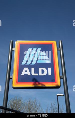 Aldi Store Sign at Yeadon, Nr Leeds.UK Stock Photo