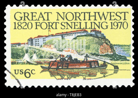 UNITED STATES OF AMERICA - CIRCA 1970: A stamp printed in the USA shows Great Northwest, Fort Snelling, circa 1970 . Stock Photo