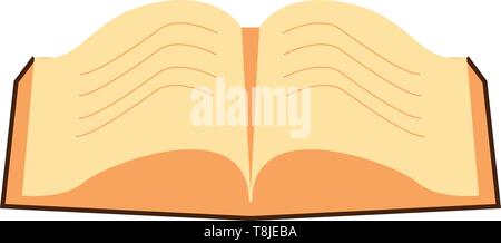 Open book with many pages cream in color and lines on it, vector, color drawing or illustration. Stock Vector