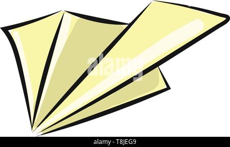 Black and white paper plane used by children to play and teachers for craft lessons, vector, color drawing or illustration. Stock Vector