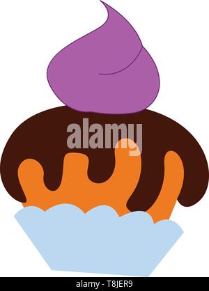 Three kids in a bakery stand with cupcakes Vector Image