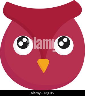 A pink owl with big large eyes, and a triangular orange beak, vector, color drawing or illustration. Stock Vector