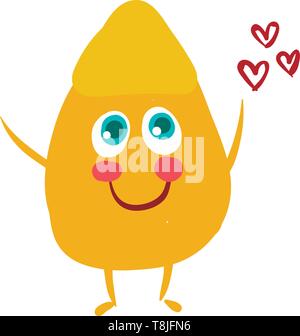 fried egg with sad eyes and a frown on the yellow yolk, vector, color drawing or illustration. Stock Vector