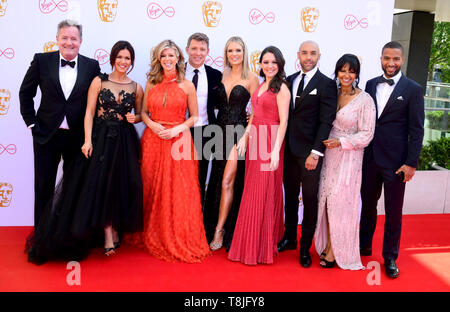 Piers Morgan, Susanna Reid, Kate Garraway, Ben Shephard, Charlotte Hawkins, Laura Tobin, Alex Beresford, Ranvir Singh and Sean Fletcher attending the Virgin Media BAFTA TV awards, held at the Royal Festival Hall in London. Stock Photo