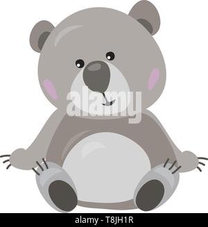 Cute teddy bear sitting alone cartoon style Stock Vector Image & Art ...