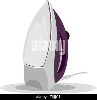 An upward sitting iron, with violet handle, vector, color drawing or illustration. Stock Vector