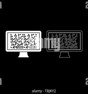 Screen with the scheme Technology concept icon outline set white color vector illustration flat style simple image Stock Vector