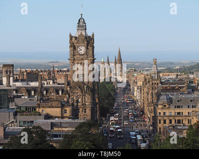 Edinburgh skyline, looking down Princes Street from Calton Hill Stock Photo
