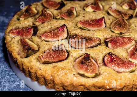 Fresh Fig and Almond Golden Tart, Delicious and Nutritious Stock Photo