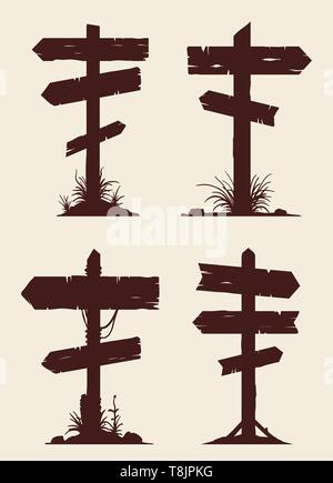 Wooden billboard banners or directional guidepost vector Stock Vector