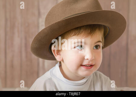 Portrait of caucasian toddler wearig  hat