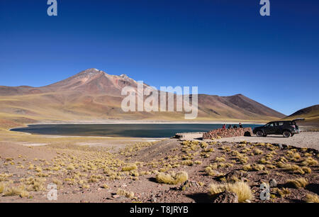 Beautiful Lake Miñiques on the altiplano, Atacama Desert, Chile Stock Photo