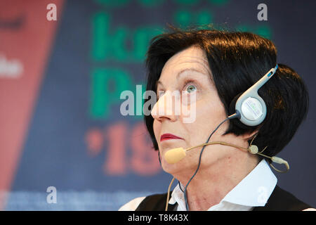 PRAGUE/ CZECH REPUBLIC - MAY 10, 2019: Book World Prague 2019 - 25rd International Book Fair. Herta Muller Nobel Prize in Literature speaking on stage Stock Photo