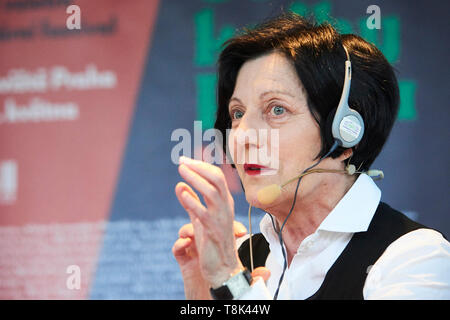 PRAGUE/ CZECH REPUBLIC - MAY 10, 2019: Book World Prague 2019 - 25rd International Book Fair. Herta Muller Nobel Prize in Literature speaking on stage Stock Photo