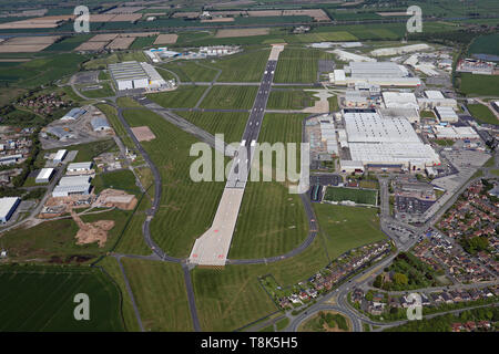 aerial view of Hawarden Airport, home of Airbus UK, near Chester, Cheshire, UK Stock Photo