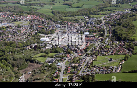 aerial view of Holywell town centre in Flintshire, North Wales, UK Stock Photo