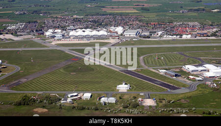 aerial view of BAE Systems Warton aerodrome near Preston, Lancashire ...