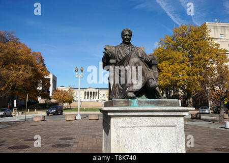 The statue of Chief Justice John Marshall by William Wetmore Story at John Marshall Park near Judiciary Square.Washington D.C.USA Stock Photo