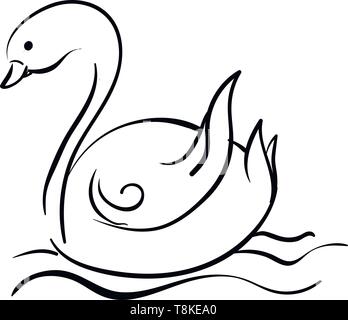 vector illustration sketch of a swan swimming Stock Vector Image & Art ...