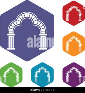 Entrance arch icons vector hexahedron Stock Vector