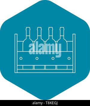 Bottles of wine in a wooden box icon outline style Stock Vector