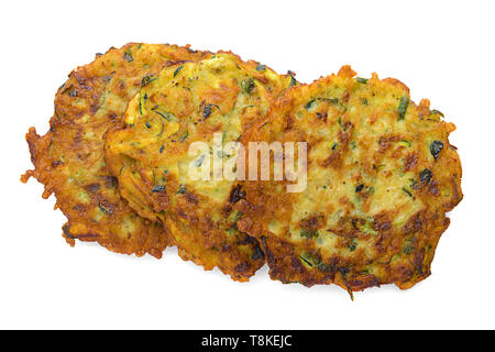 Zucchini pancakes isolated on white Stock Photo