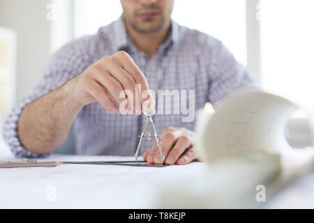 Engineer Drawing Plans Stock Photo