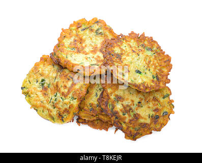 Zucchini pancakes isolated on white Stock Photo