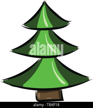 Christmas tree is real or artificial fir tree which is decorated and kept in the house in Christmas., vector, color drawing or illustration. Stock Vector