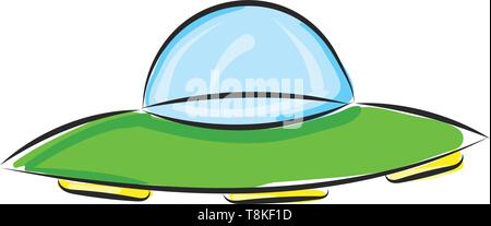 It is an alien spaceship. Still we could not find any concrete evidence of the existence of aliens., vector, color drawing or illustration. Stock Vector