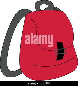 Backpack is a bag used to carry things, used specially by people who go for camping or hiking., vector, color drawing or illustration. Stock Vector