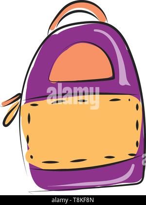 Backpack is a bag used to carry things, used specially by people who go for camping or hiking., vector, color drawing or illustration. Stock Vector