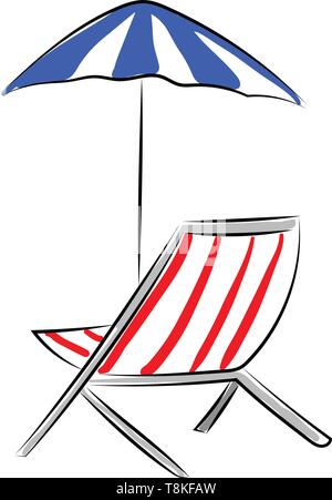 This chair is used on the beach with a folding frame., vector, color drawing or illustration. Stock Vector