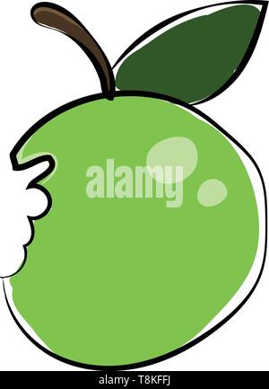 It is hard round fruit with smooth green, yellow, or red skin and crisp flesh. Apple grows on apple trees., vector, color drawing or illustration. Stock Vector