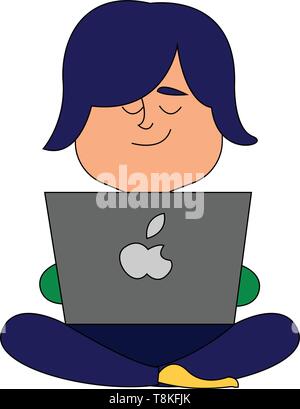 It is the laptop of Apple company brand named MacBook., vector, color drawing or illustration. Stock Vector