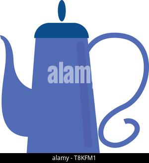 It is a container with a lid, a handle, used for making and serving tea., vector, color drawing or illustration. Stock Vector