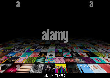 Abstract multimedia background made from multiple colorful images Stock ...