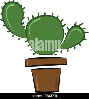 Cactus is a thick fleshy plant that grows in desert. It has a thick stem for storing water and sharp points., vector, color drawing or illustration. Stock Vector