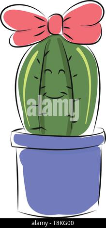 Cactus is a thick fleshy plant that grows in desert. It has a thick stem for storing water and sharp points., vector, color drawing or illustration. Stock Vector