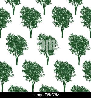 Trees pattern texture design, vector illustration. Tree print for textile design Stock Vector