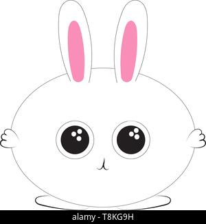 Rabbits are small furry mammals, with long ears, long hind legs, and a short tail., vector, color drawing or illustration. Stock Vector