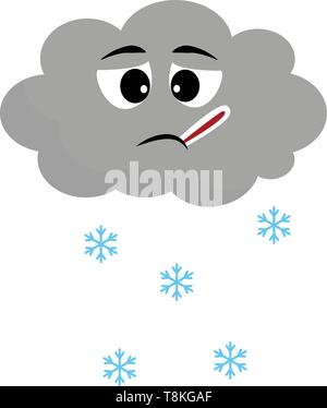 It is a visible grey or white mass of water in the sky., vector, color drawing or illustration. Stock Vector