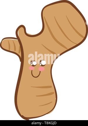 It is the root of tropical plant used as a spice., vector, color drawing or illustration. Stock Vector